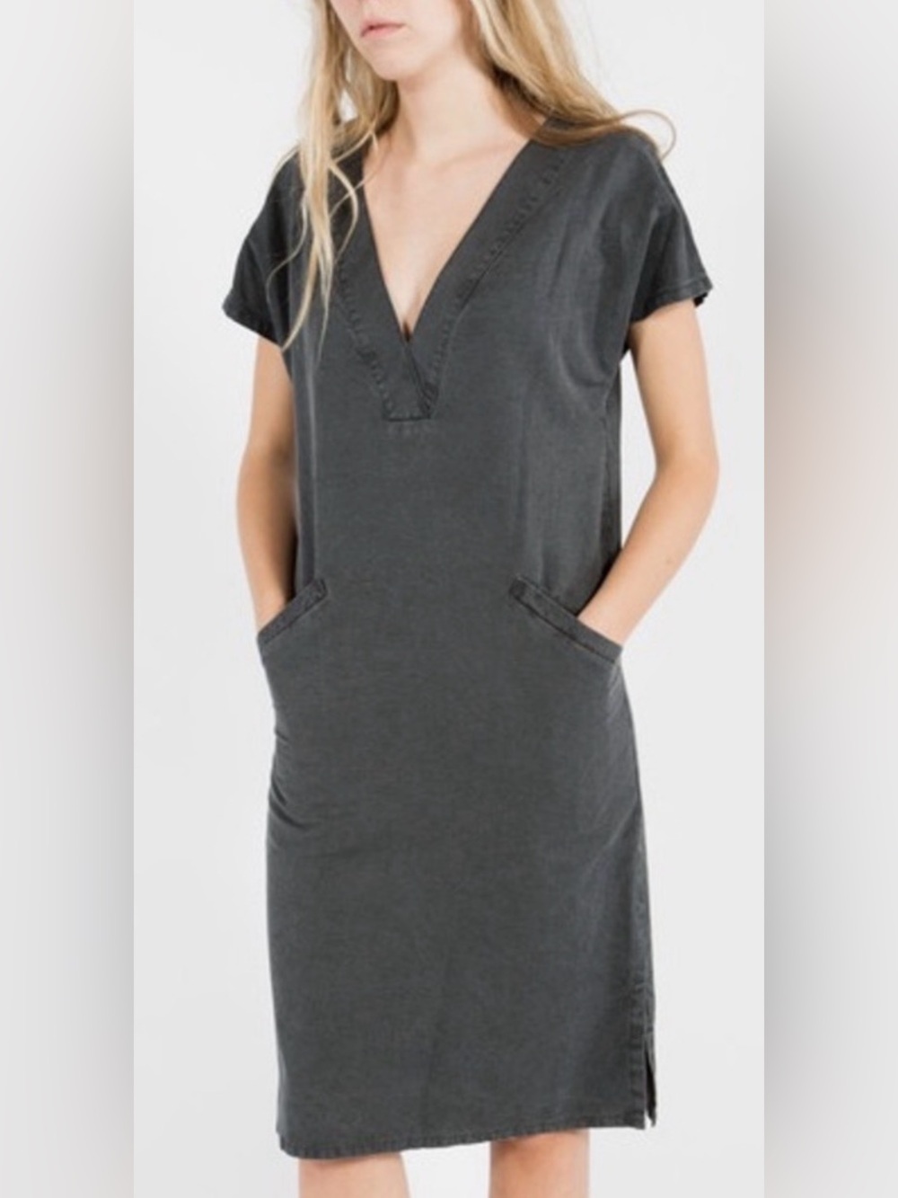 Emerson Fry V Column Dress with pockets in Washed Slate Gray Size 6